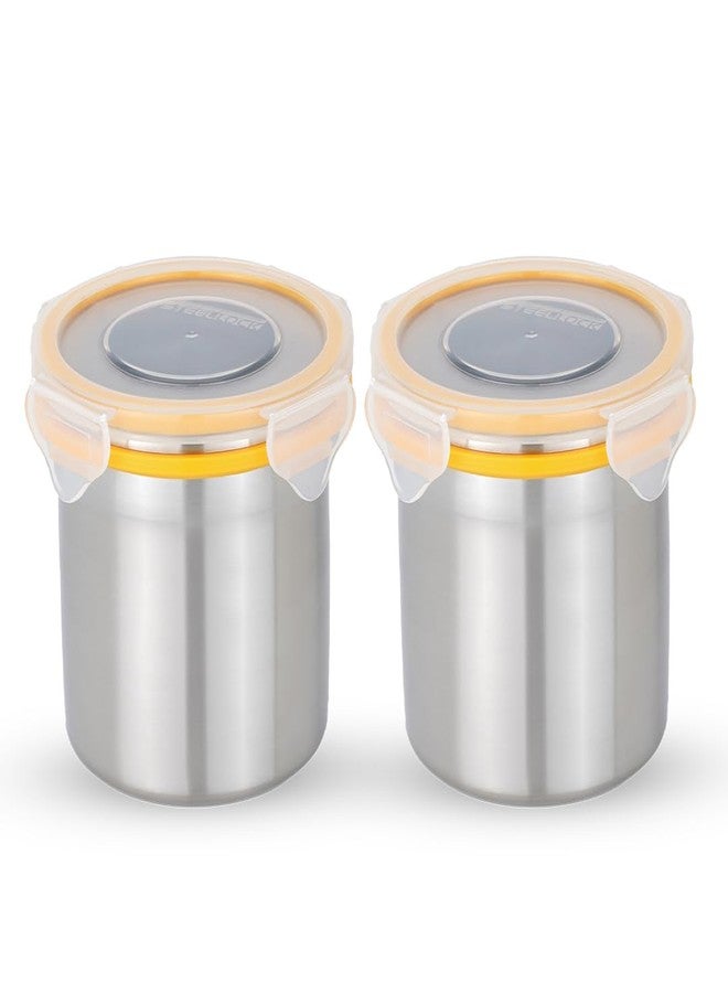 STEELLOCK Stainless Steel Airtight Container with Lid | Leakproof, BPA-Free | Multipurpose Food Storage Containers/Tiffin/Dabba for Office, School & Kitchen | SL-1203-set of 2, 500ml each, Yellow - Image 1